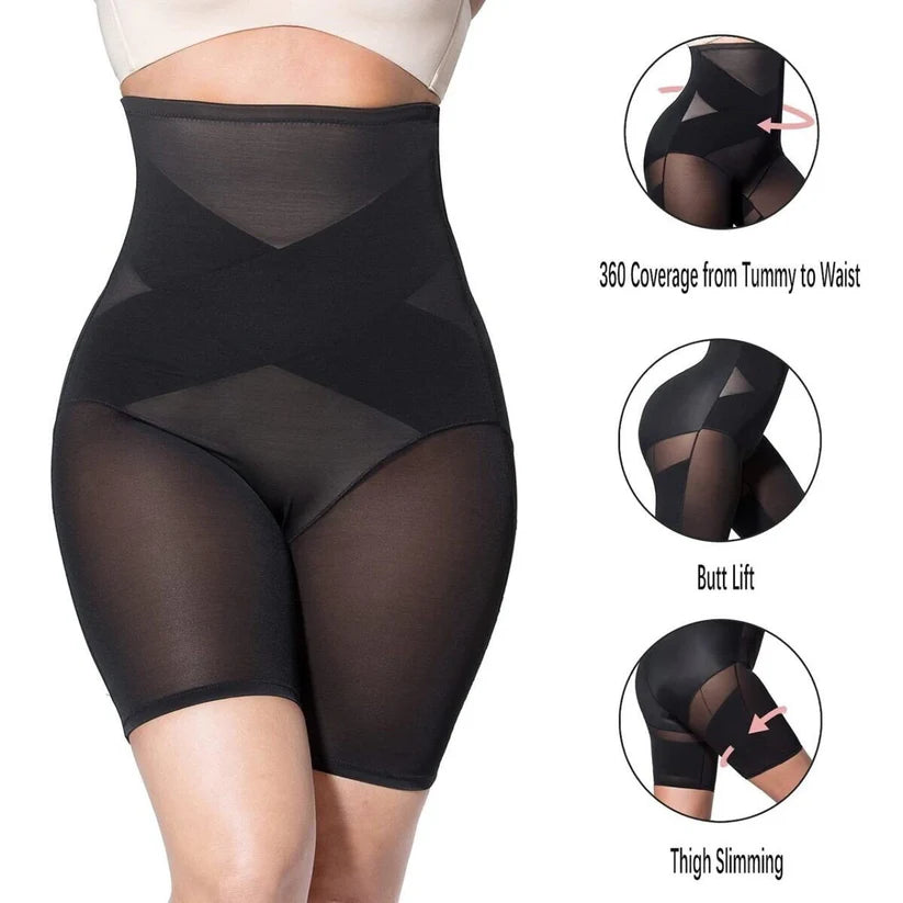 PANTALON DE SHAPER TAILLE HAUTE À COMPRESSION CROISÉE POUR LES ABS ET LES FESSES