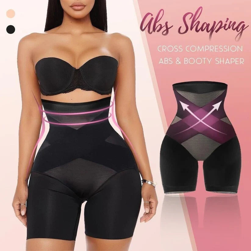 PANTALON DE SHAPER TAILLE HAUTE À COMPRESSION CROISÉE POUR LES ABS ET LES FESSES